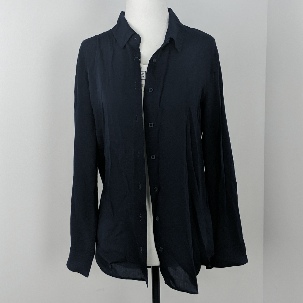 Uniqlo Women Rayon Long Sleeve Blouse | Navy | S